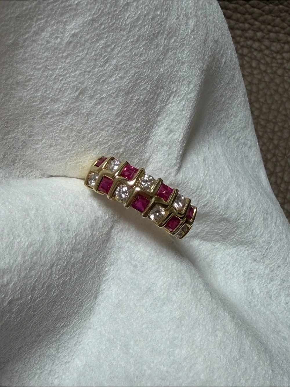 18k Yellow Gold Ruby and Diamond Band Ring